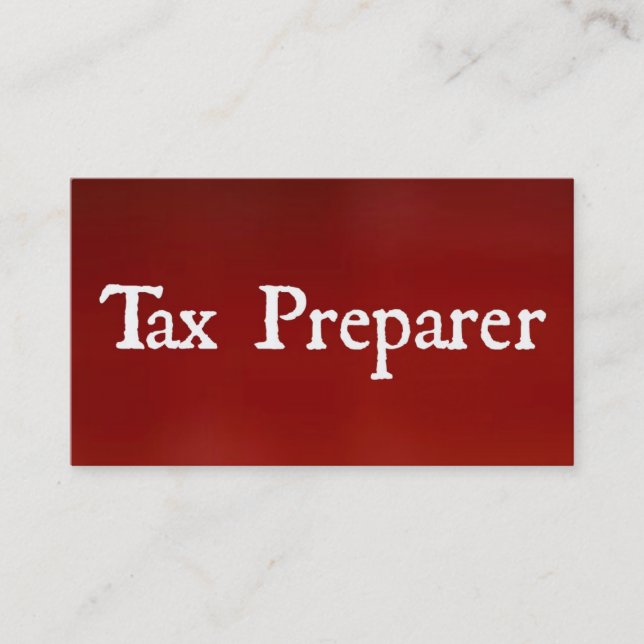 Tax Preparer Red Business Card (Front)