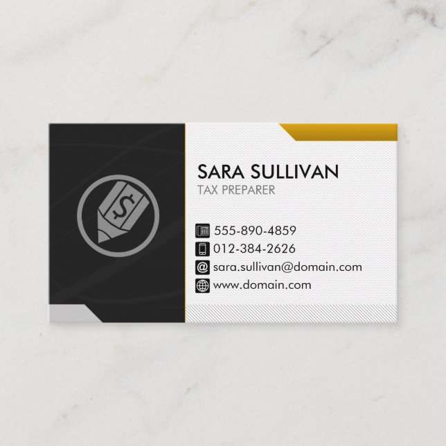 Tax Preparer Taxation Finance  Business Card (Front)