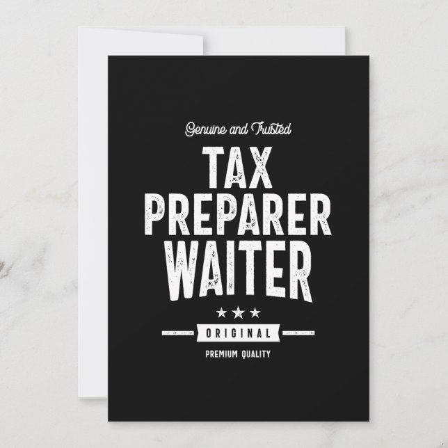 Tax Preparer Waiter Job Title Gift Thank You Card (Front)