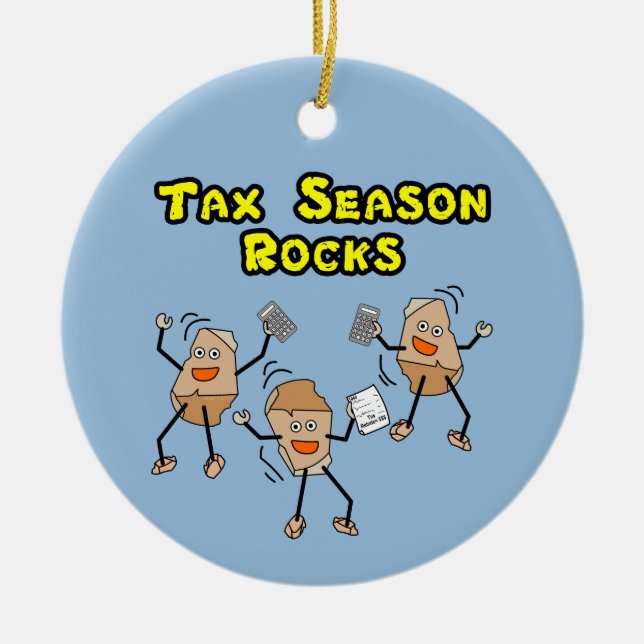 Tax Season Rocks Ceramic Tree Decoration (Front)