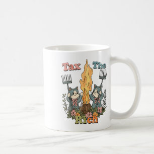 Tax The Rich Funny Cats Floral Feminist Coffee Mug