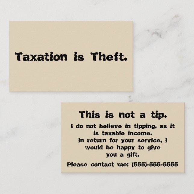 Taxation is Theft: Tip Card (Front/Back)