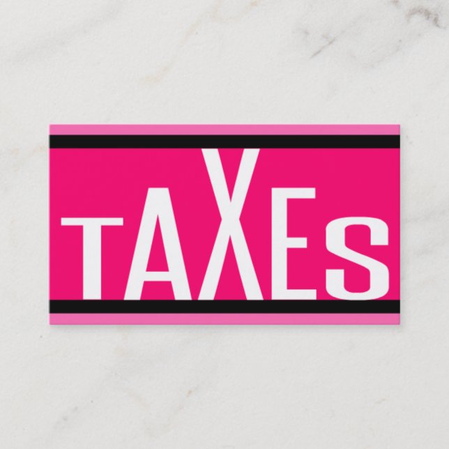 Taxes Pink Striped Business Card (Front)