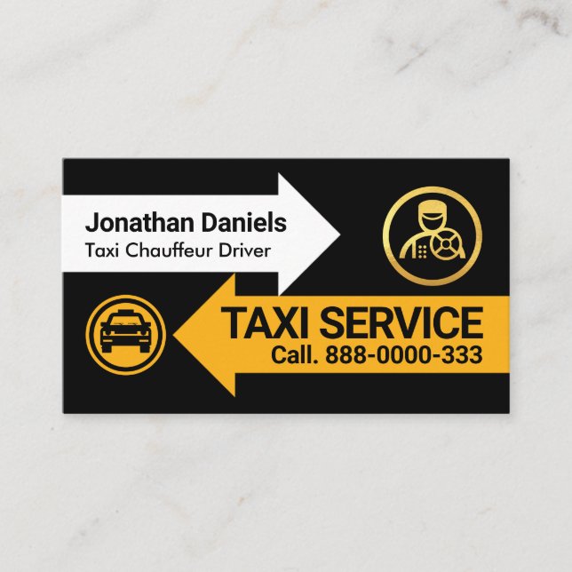 Taxi Arrow Routes Car Driver Business Card (Front)