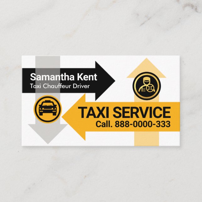 Taxi Arrow Transport Routes Business Card (Front)