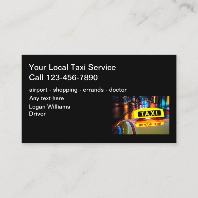 Taxi Business Cards Simple Modern Design (Front)