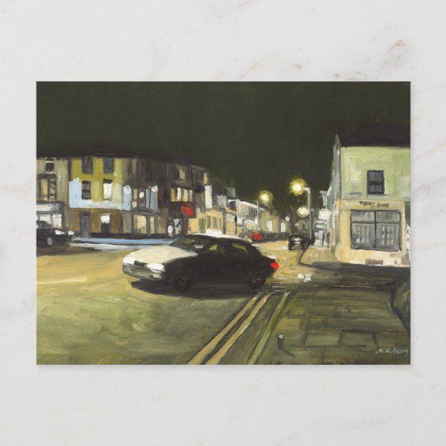 Taxi Cab, Cardiff, Wales, UK Postcard (Front)