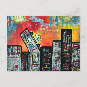 Taxi Cab City Art Postcard