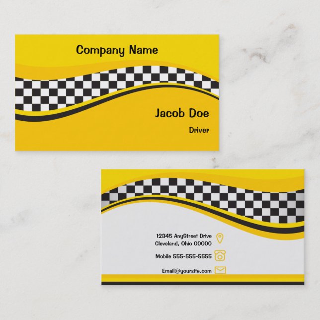 Taxi Cab Driver Business Card (Front/Back)