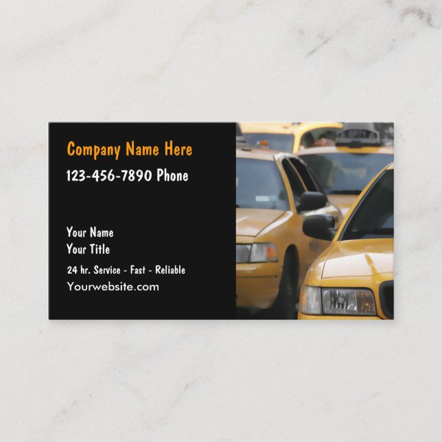 Taxi Cab Driver Business Cards (Front)