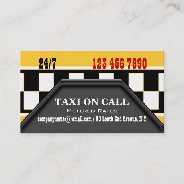 Taxi cab driver services business card (Front)