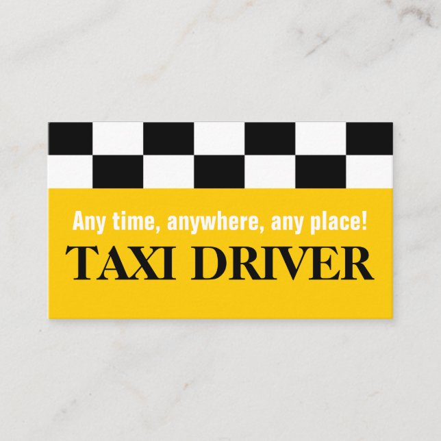 Taxi, Cab, Driver, Transportation Business Card (Front)