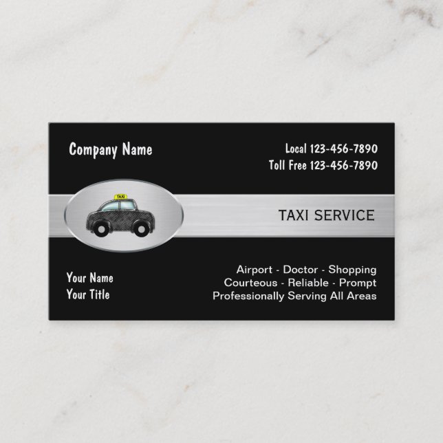Taxi Cab Service Business Cards (Front)