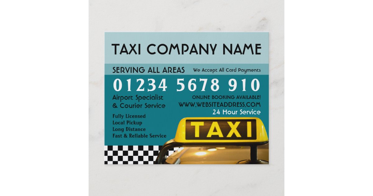 Taxi Cab Sign with Price List Advertising Flyer | Zazzle.co.uk