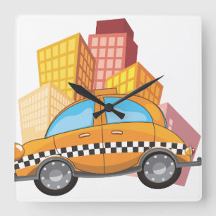 Taxi Cab Square Wall Clock