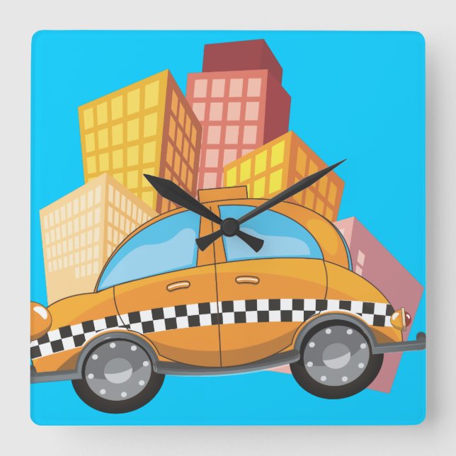 Taxi Cab Square Wall Clock (Front)