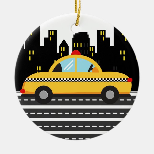 TAXI Cab - SRF Ceramic Tree Decoration (Front)