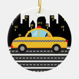 TAXI Cab - SRF Ceramic Tree Decoration
