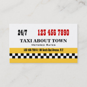 Taxi cab yellow red black business card
