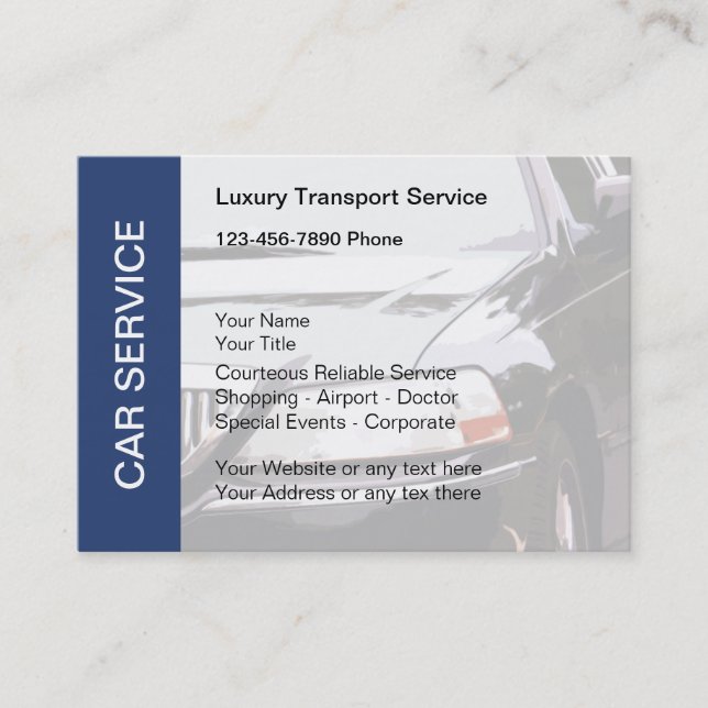 Taxi Car Service Business Cards (Front)
