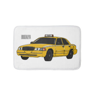 Taxi cartoon illustration bath mat