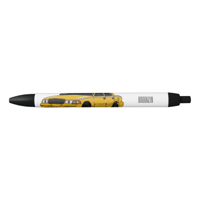 Taxi cartoon illustration black ink pen (Front)