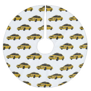 Taxi cartoon illustration brushed polyester tree skirt
