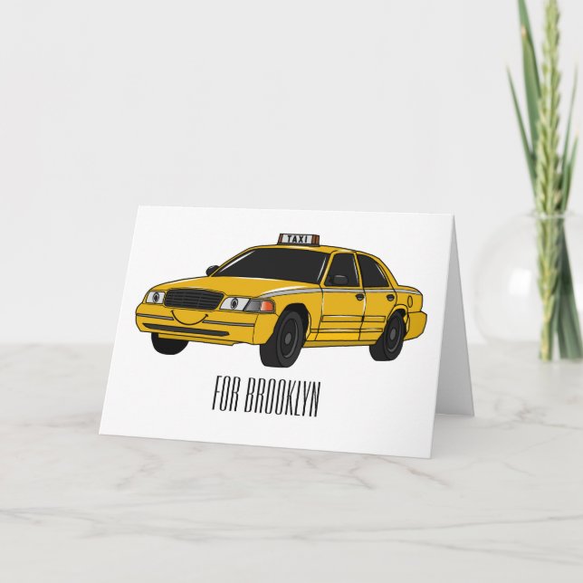 Taxi cartoon illustration card (Front)
