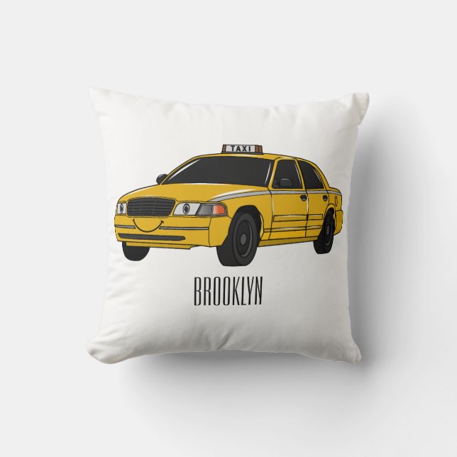 Taxi cartoon illustration cushion (Front)
