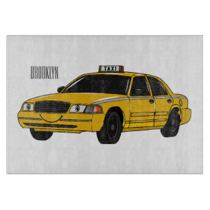 Taxi cartoon illustration cutting board