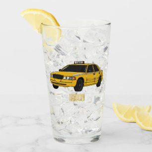 Taxi cartoon illustration glass