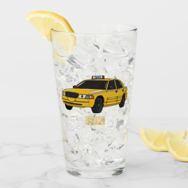 Taxi cartoon illustration glass (Front Ice)