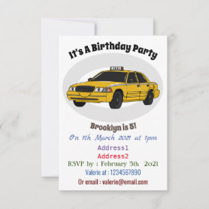 Taxi cartoon illustration invitation