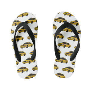 Taxi cartoon illustration kid's flip flops