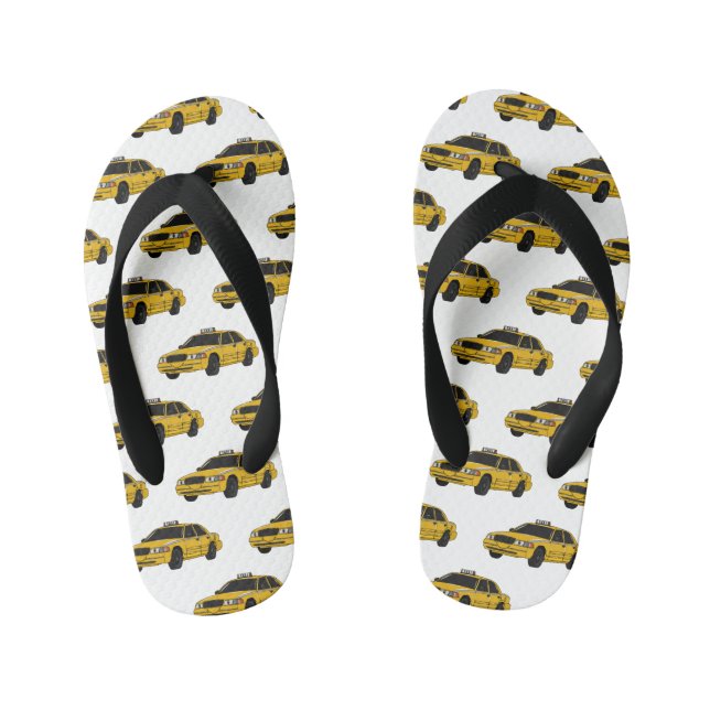Taxi cartoon illustration kid's flip flops (Footbed)