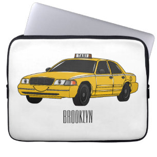 Taxi cartoon illustration laptop sleeve