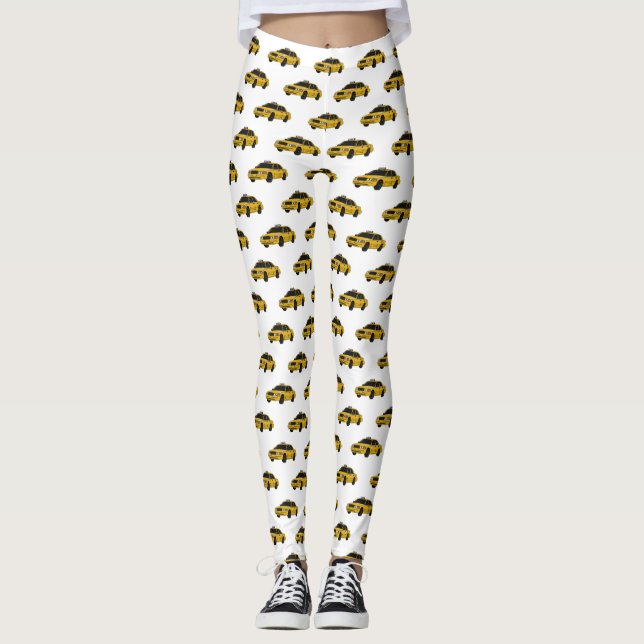 Taxi cartoon illustration leggings (Front)