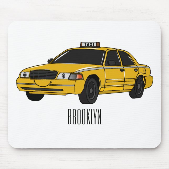 Taxi cartoon illustration mouse mat (Front)