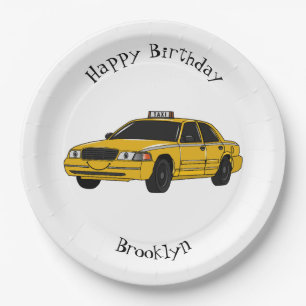 Taxi cartoon illustration paper plate