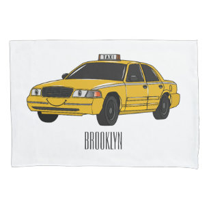 Taxi cartoon illustration pillowcase