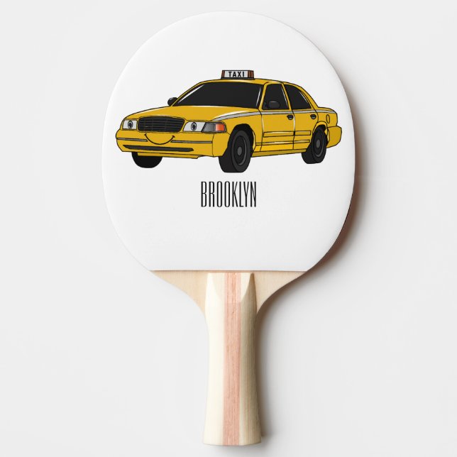 Taxi cartoon illustration ping pong paddle (Front)