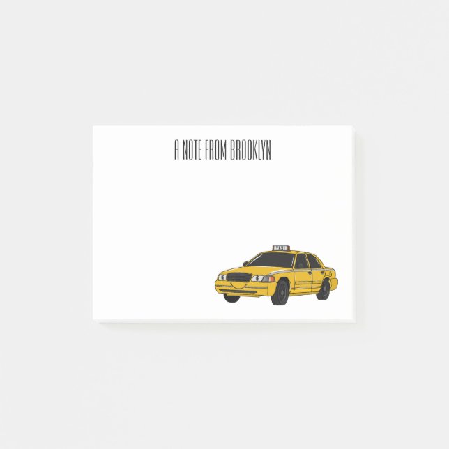 Taxi cartoon illustration post-it notes (Front)