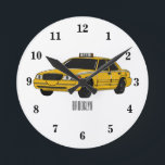 Taxi cartoon illustration round clock<br><div class="desc">Taxi cartoon illustration</div>