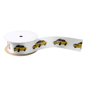 Taxi cartoon illustration satin ribbon