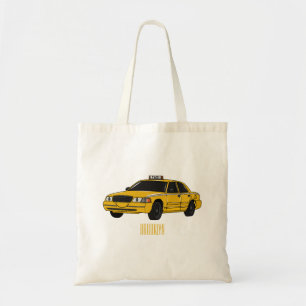 Taxi cartoon illustration tote bag
