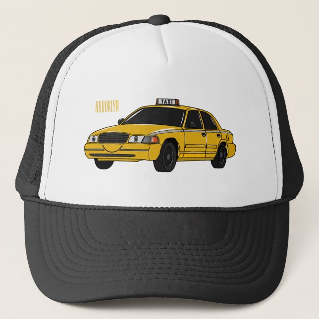 Taxi cartoon illustration trucker hat (Front)