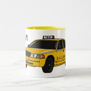 Taxi cartoon illustration Two-Tone coffee mug