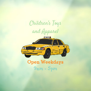 Taxi cartoon illustration window cling