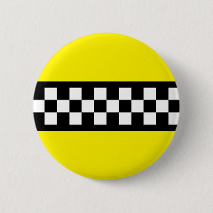 Taxi Check Stripe Pattern 6 Cm Round Badge