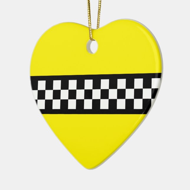 Taxi Check Stripe Pattern Ceramic Tree Decoration (Left)